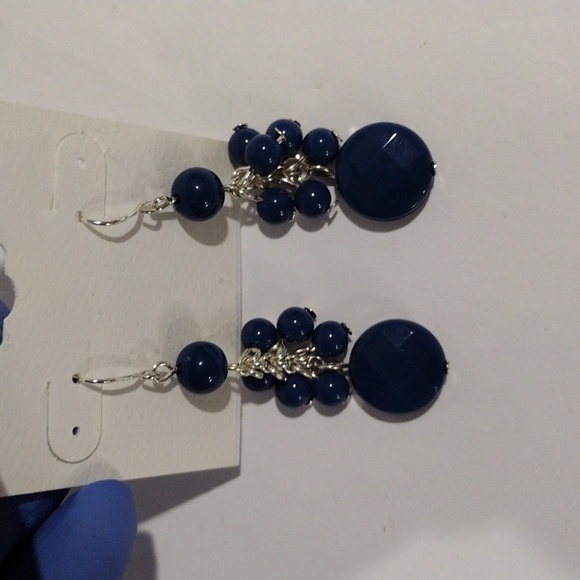 Croft & Barrow Blue Beaded Cluster Drop Dangle Earrings Women's Fashion Jewelry - Picture 7 of 7